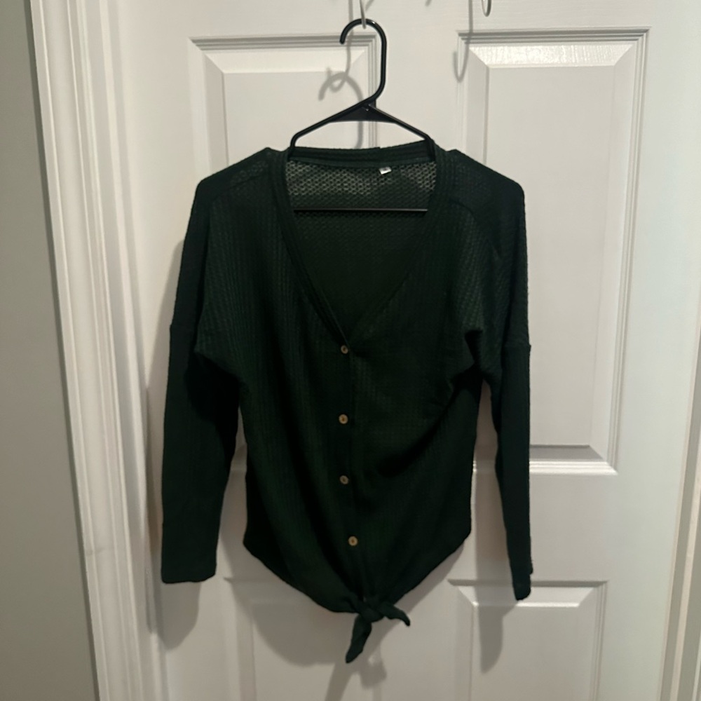 Green Waffle Knit Shirt